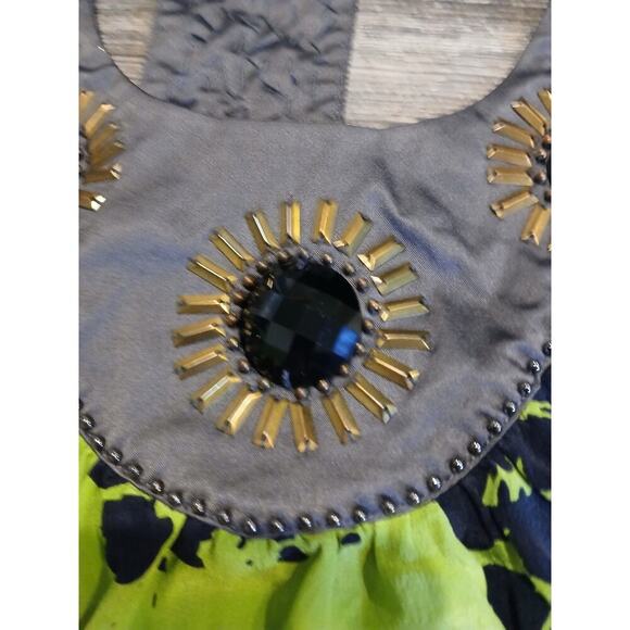 Y2K Style Jaloux Silk Multicolor Beaded Racerback Tank S - Picture 3 of 7